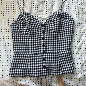Reformation Linen checkered bustier top